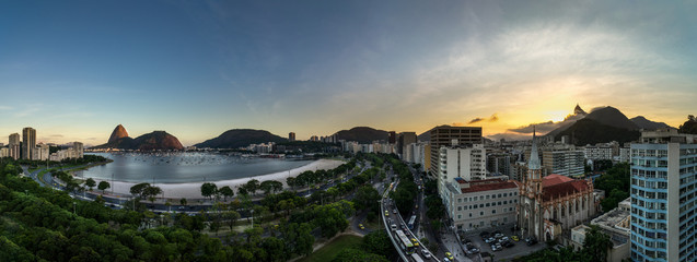 Wall Mural - panorama view of rio de janeiro across botafogo, sugarloaf and corcovado with christ statue