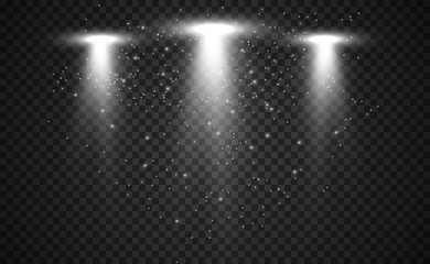 Poster - White scene on with spotlights. Vector illustration.