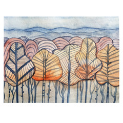 Wall Mural - Bright watercolor forest autumn abstract trees.