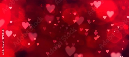 Valentines day background banner - abstract panorama background with red hearts - concept love © S.H.exclusiv