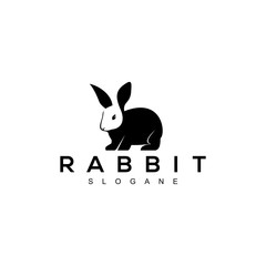 Wall Mural - rabbit logo design black vector art