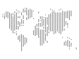 Sticker - Dotted map of World. Halftone design. Simple flat vector illustration