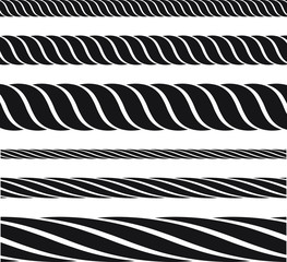 Fototapete - Set of 6 vector elements in the form of marine rope.
