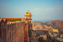 Jaigarh Fort At Sunset. Historic Indian Fort At Jaipur Rajasthan. 