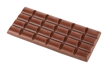 Wall Mural - Milk chocolate bar isolated on white background from top view