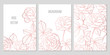 Rose Gold Vintage Flower and Leaves. Vector Wedding Set of Summer Floral Greeting Card, Banner and Background with Roses Flowers. Hand drawn Garden Flowers Sketch Frame with Copy Space for Text.