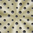 Abstract shiny metal background in golden color with circular brushed texture and round holes
