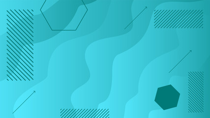 Poster - Abstract arrow shapes on turquoise waves background. Use for modern design, cover, template, decorated, brochure, flyer.