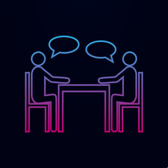 Poster - People sitting around the table talking line nolan icon. Simple thin line, outline vector of team work icons for ui and ux, website or mobile application