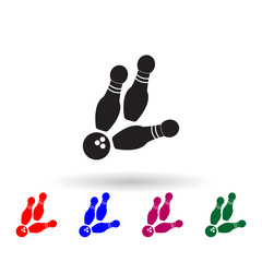 Poster - Bowling multi color icon. Simple glyph, flat vector of toys icons for ui and ux, website or mobile application