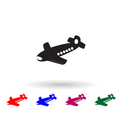 Poster - Toy plane multi color icon. Simple glyph, flat vector of toys icons for ui and ux, website or mobile application