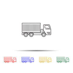 Poster - lorry with a trailer multi color style icon. Simple thin line, outline vector of transport icons for ui and ux, website or mobile application