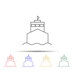 Sticker - Ship multi color style icon. Simple thin line, outline vector of transport icons for ui and ux, website or mobile application