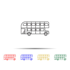 Poster - london bus double decker multi color style icon. simple thin line, outline vector of transport icons