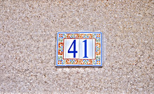 Number 41, Forty-one, Decorative Floral Tiles On Light Pastel Background.