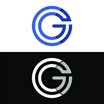 Initial letter GC or CG logo template with shadow line art in flat design monogram illustration