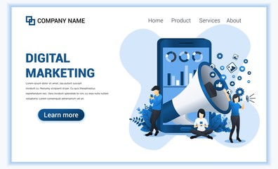 Poster - Modern Flat design concept of Business analysis with characters in business meeting viewing data and report. Can use for business analysis, banner, landing page, web template. Flat vector illustration