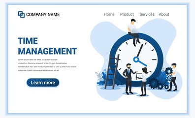 Poster - Modern Flat design concept of Business management with Characters planning a schedule. Time management, Save time. Can use for banner, infographic, landing page, web template. Flat vector illustration