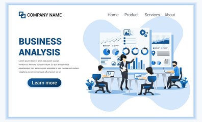 Fototapete - Business analysis concept with characters. Auditing, Financial consulting. Can use for web banner, landing page, web template. Flat vector illustration