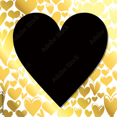 ゴールドのハートを散りばめた背景と黒いハート Stock Vector Adobe Stock