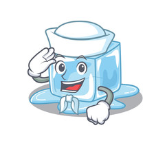 Sticker - A mascot design of ice cube Sailor wearing hat