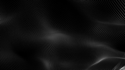 Aufkleber - Dot white black wave technology texture background. Abstract big data digital concept. 3d rendering.
