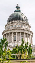 Wall Mural - Vertical frame Famous dome of Utah State Capitol Building against cloudy sky in Salt Lake City