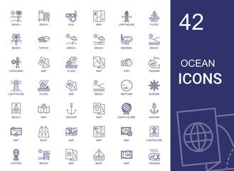 Poster - ocean icons set