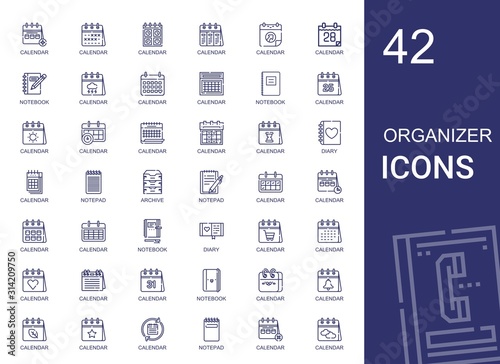 Fotografía organizer icons set