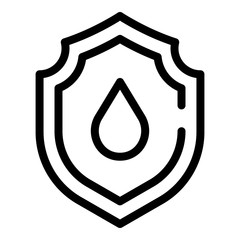 Poster - Water drop shield icon. Outline water drop shield vector icon for web design isolated on white background