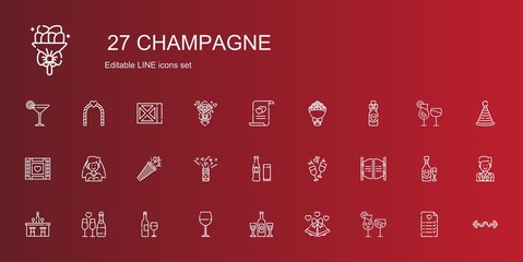 Poster - champagne icons set