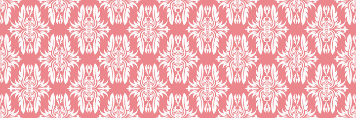  Floral seamless pattern. White design on long pink background