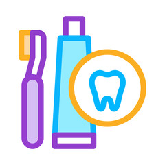 Poster - Toothbrush And Paste Icon Vector. Outline Toothbrush And Paste Sign. Isolated Contour Symbol Illustration