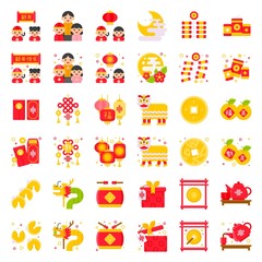 Wall Mural - Chinese New year related icon set, flat style