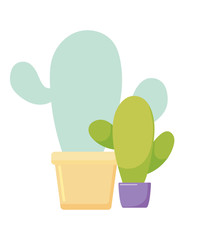 Canvas Print - Isolated cactus plants inside pots vectort design