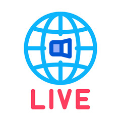 Poster - World Wide Live Podcast Icon Vector. Outline World Wide Live Podcast Sign. Isolated Contour Symbol Illustration