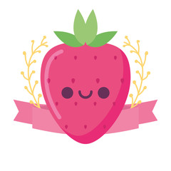 Wall Mural - kawaii strawberry fruit cartoon vector design