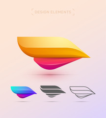 Wall Mural - Abstract aircraft wing logo icon set. Origami paper and fluent material design style