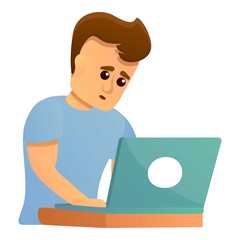 Poster - Laptop exam preparing icon. Cartoon of laptop exam preparing vector icon for web design isolated on white background