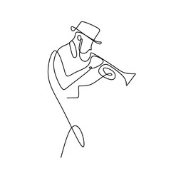 continuous line drawing of jazz music.