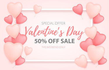 Poster - Valentines day love background. Vector hearts 