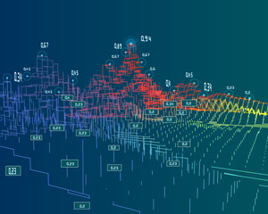 Abstract color background of predictive analysis. Quantum virtual cryptography concept. Blockchain. Business and science visualization of artificial intelligence. Big data.