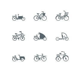 Canvas Print - Isolated silhouettes bikes icon set vector design