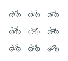 Canvas Print - Isolated silhouettes bikes icon set vector design