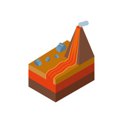 Sticker - Isolated isometric volcano and stones vector design