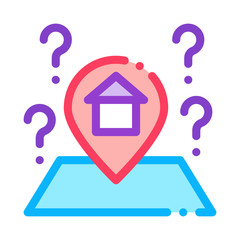 Poster - Gps Mark With House Icon Vector. Outline Gps Mark With House Sign. Isolated Contour Symbol Illustration