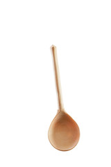 Wooden spoon on white background