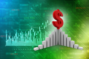 3d rendering Stock market online business concept