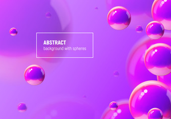 Poster - Abstract background with purple balls flying in perspective for science and business wallpaper