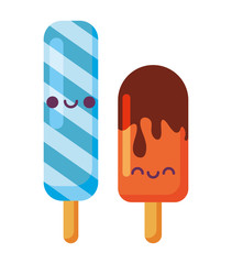 Canvas Print - kawaii popsicles cartoons vector design